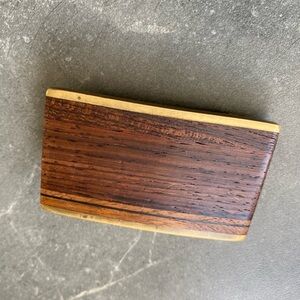 Vintage Kenneth Reid Brass & Exotic Wood Inlaid Belt Buckle Albuquerque 3 X 1.5